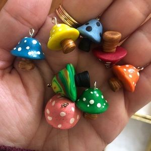 Lot of 8 polymer clay mushrooms